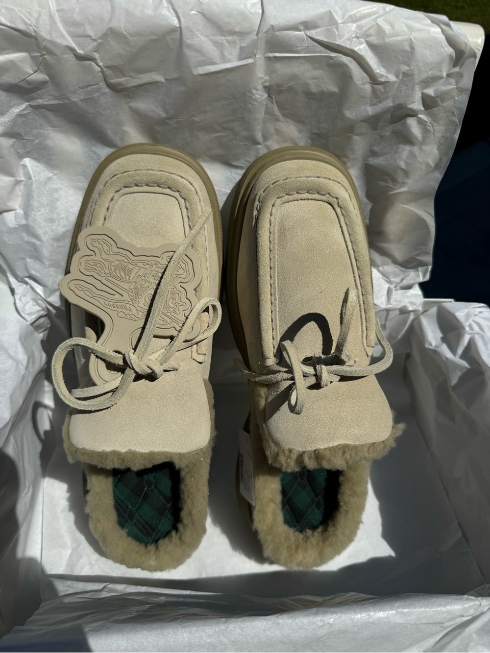 Burberry EKD Shearling-Lined Suede Mules Clay EU 41 - Picture 8 of 17